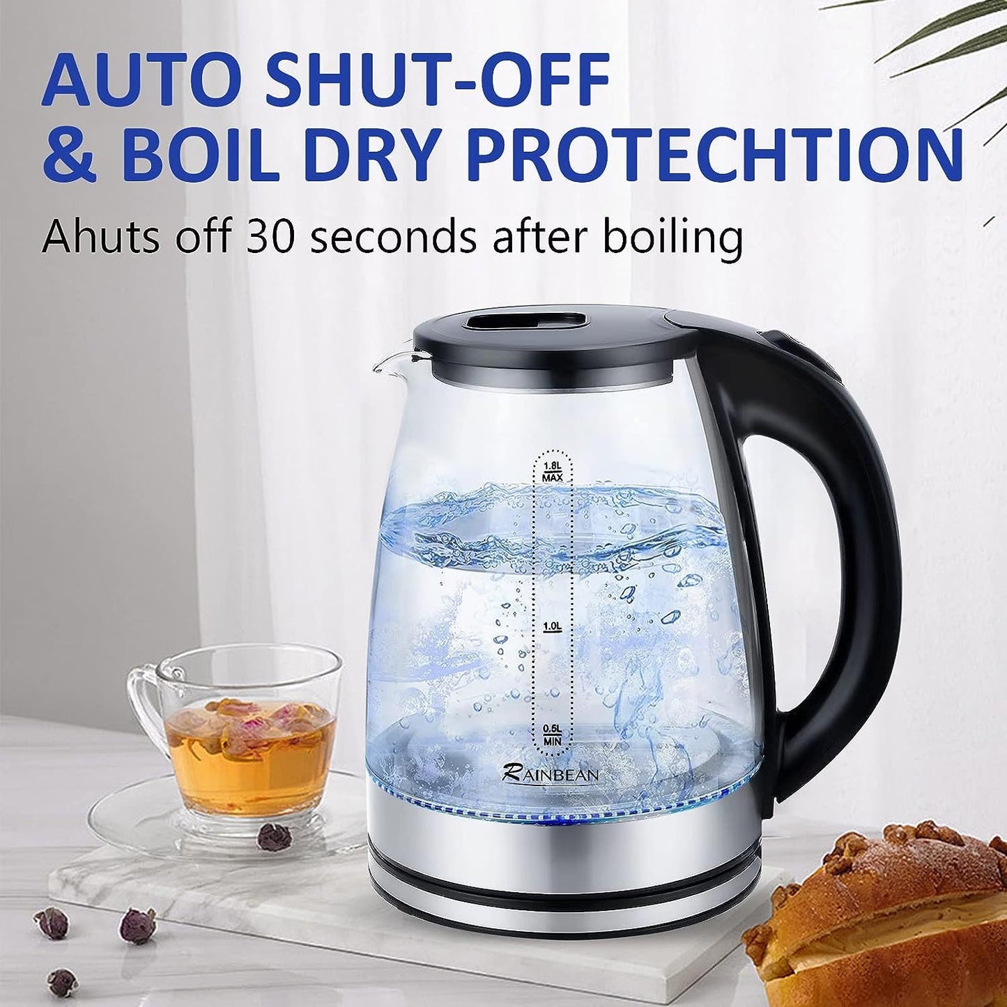 ✅ 1.8L Electric Glass Tea Kettle – Fast Boiling Water Boiler with LED Light