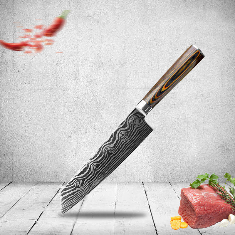 ✅ Laser-Pattern Chef Knife – Stainless-Steel Fruit & Slicing Knife