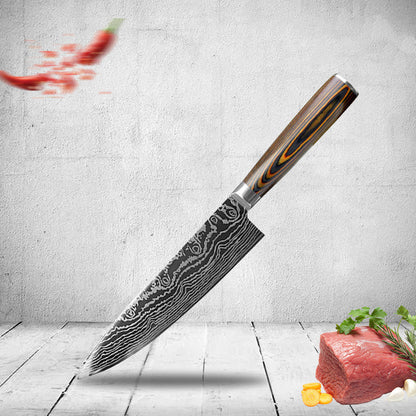 ✅ Laser-Pattern Chef Knife – Stainless-Steel Fruit & Slicing Knife