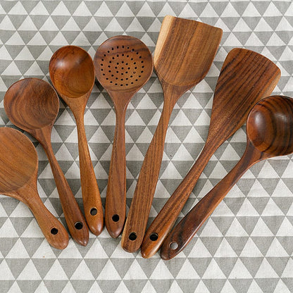 Culinariq  7 piece set teak wood cooking utensils spoons and spatulas