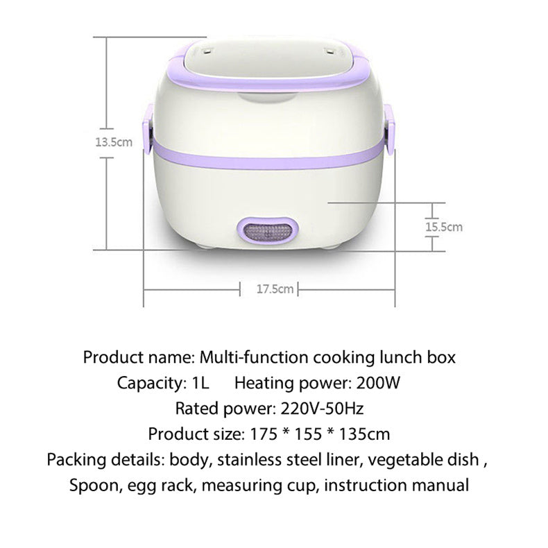 ✅ Electric Cooking Lunch Box – Multi-Function Food Steamer & Heater
