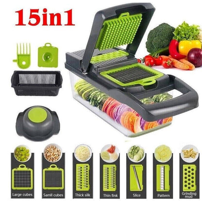 ✅ 15-in-1 Vegetable Chopper & Slicer – Multi-Blade Food Prep Tool
