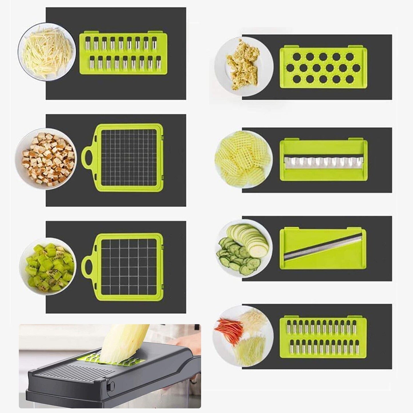 ✅ 15-in-1 Vegetable Chopper & Slicer – Multi-Blade Food Prep Tool