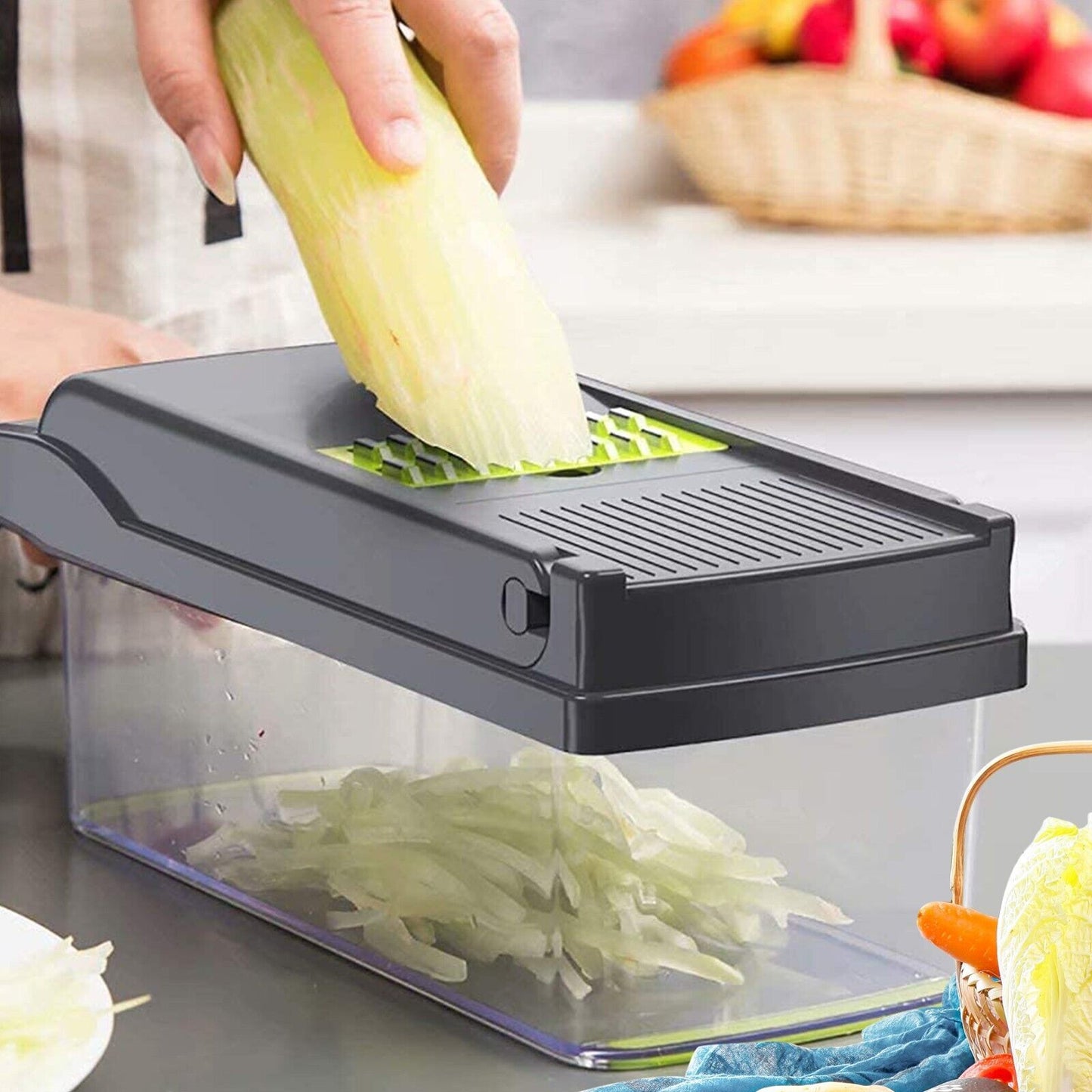 ✅ 15-in-1 Vegetable Chopper & Slicer – Multi-Blade Food Prep Tool