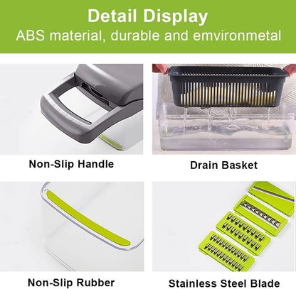 ✅ 15-in-1 Vegetable Chopper & Slicer – Multi-Blade Food Prep Tool