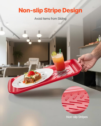 ✅ 2-Pack Plastic Serving Trays – Large 17” Anti-Slip Food Trays