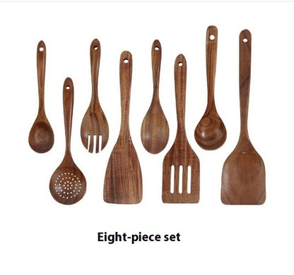 ✅ Teak Wood Utensil Set – Spoon, Ladle, Turner & Rice Strainer