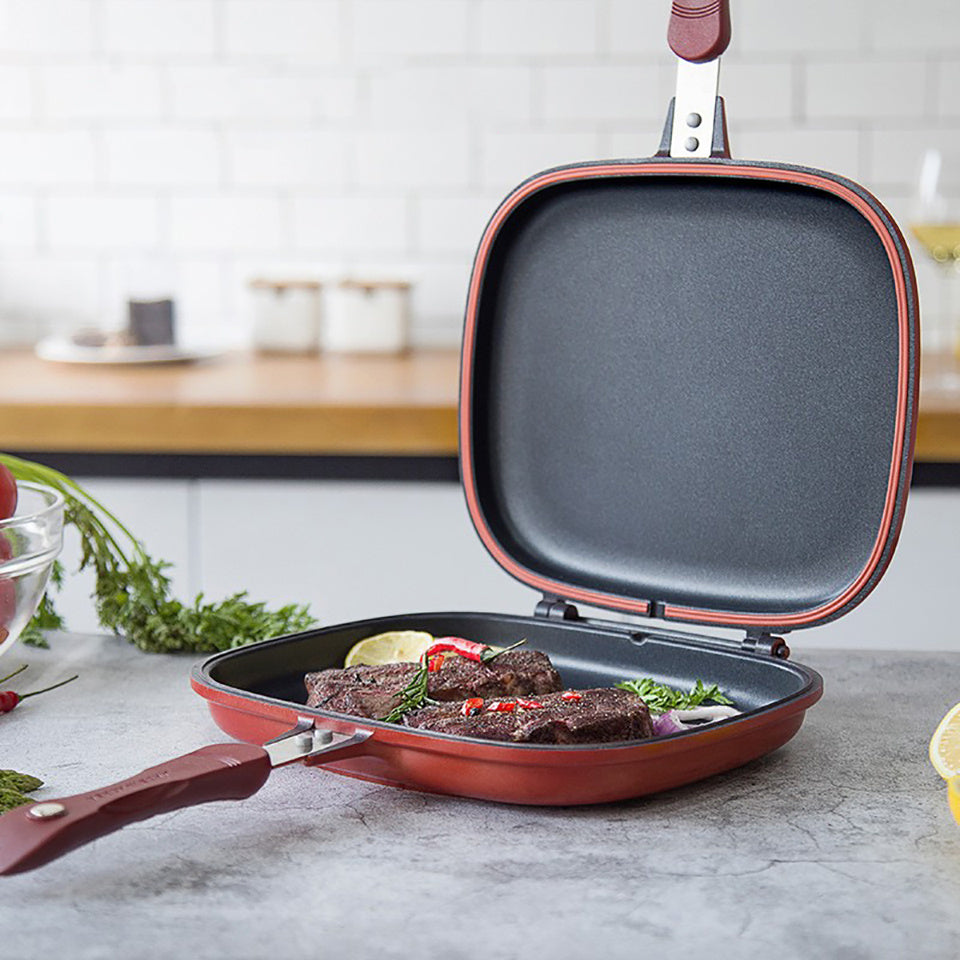 ✅ Double-Sided Flip Frying Pan – Non-Stick Pressure Grill Pan
