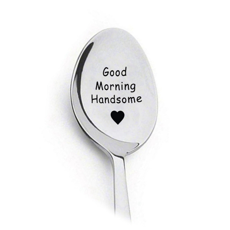 ✅ Stainless-Steel Good Morning Spoons – Long-Handle Engraved Tableware Set