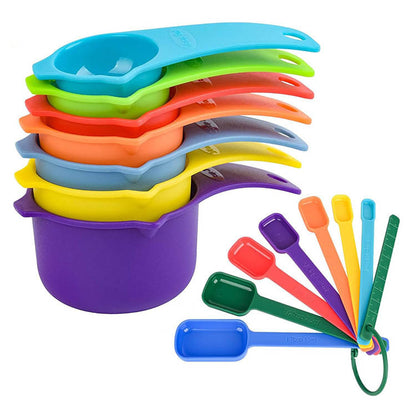 ✅ 15-Piece Color Measuring Cups & Spoons Set – With Scale & Storage Ring
