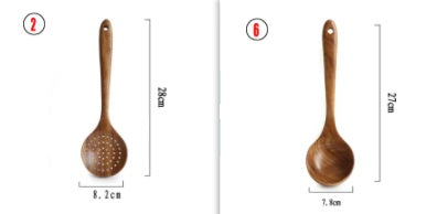 ✅ Teak Wood Utensil Set – Spoon, Ladle, Turner & Rice Strainer