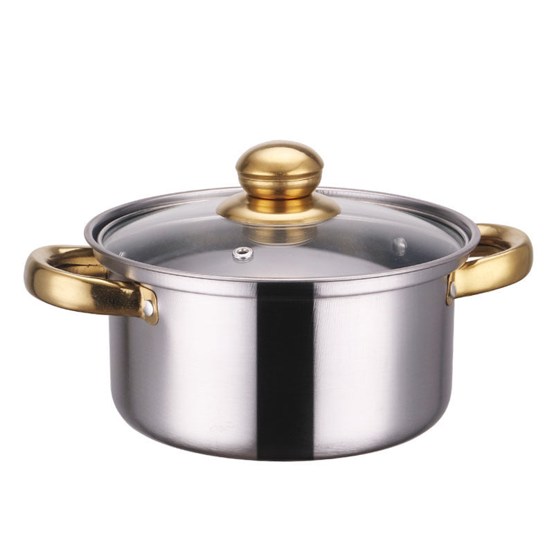 ✅ Stainless-Steel Cookware Set with Gold Handles – Non-Stick Pot & Pan Set