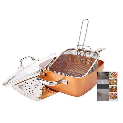 ✅ Copper-Coated Pan Set – Non-Stick Frying Pan & Cookware Set