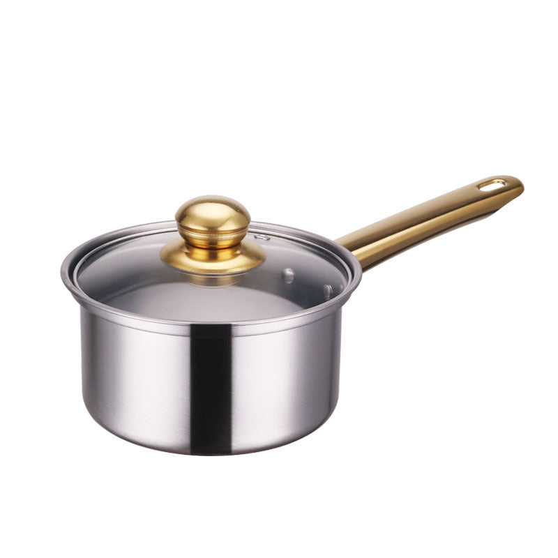 ✅ Stainless-Steel Cookware Set with Gold Handles – Non-Stick Pot & Pan Set