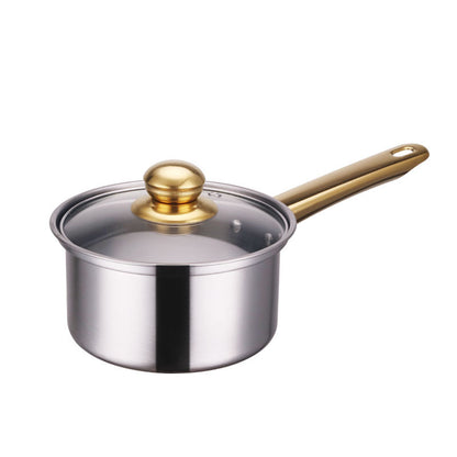 ✅ Stainless-Steel Cookware Set with Gold Handles – Non-Stick Pot & Pan Set