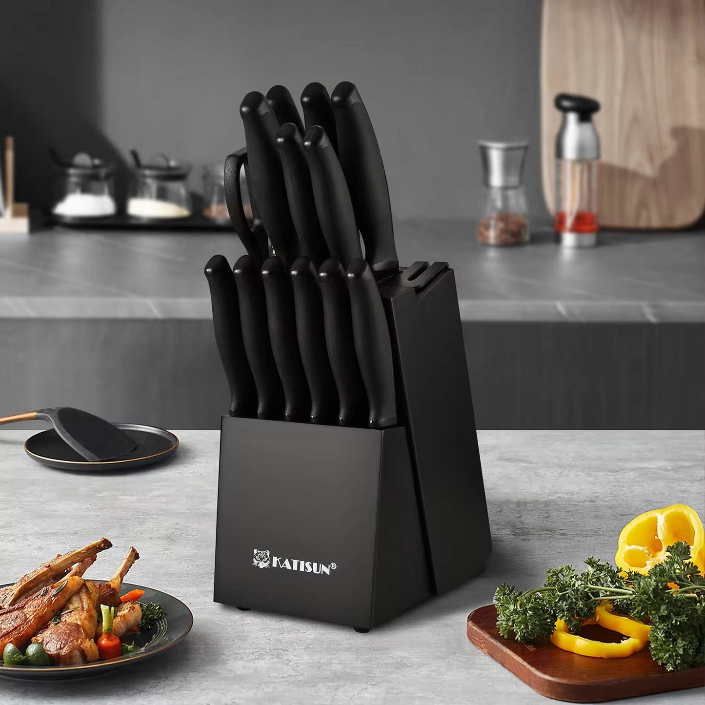 Culinariq 15-piece kitchen knife set, with built-in sharpener