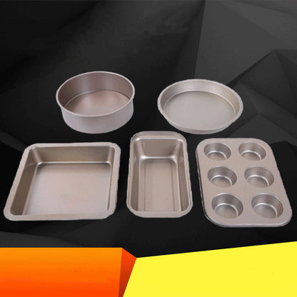 ✅ Carbon Steel Baking Pan Set – 5-Piece Nonstick Cake & Muffin Moulds
