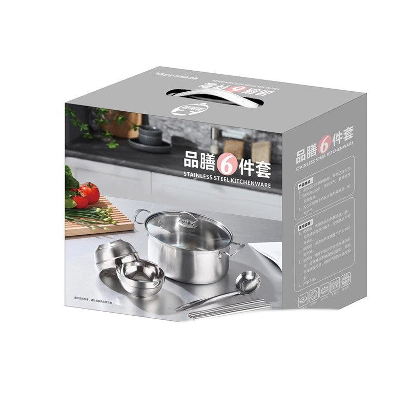 ✅ 6-Piece Stainless-Steel Cookware Set – Durable Pots for Home Cooking