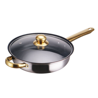 ✅ Stainless-Steel Cookware Set with Gold Handles – Non-Stick Pot & Pan Set