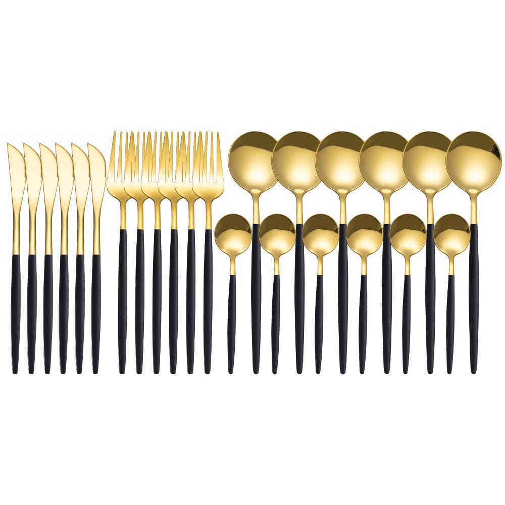 Culinariq Flatware black gold Stainless Steel Flatware Set – Knife, Fork & Spoon