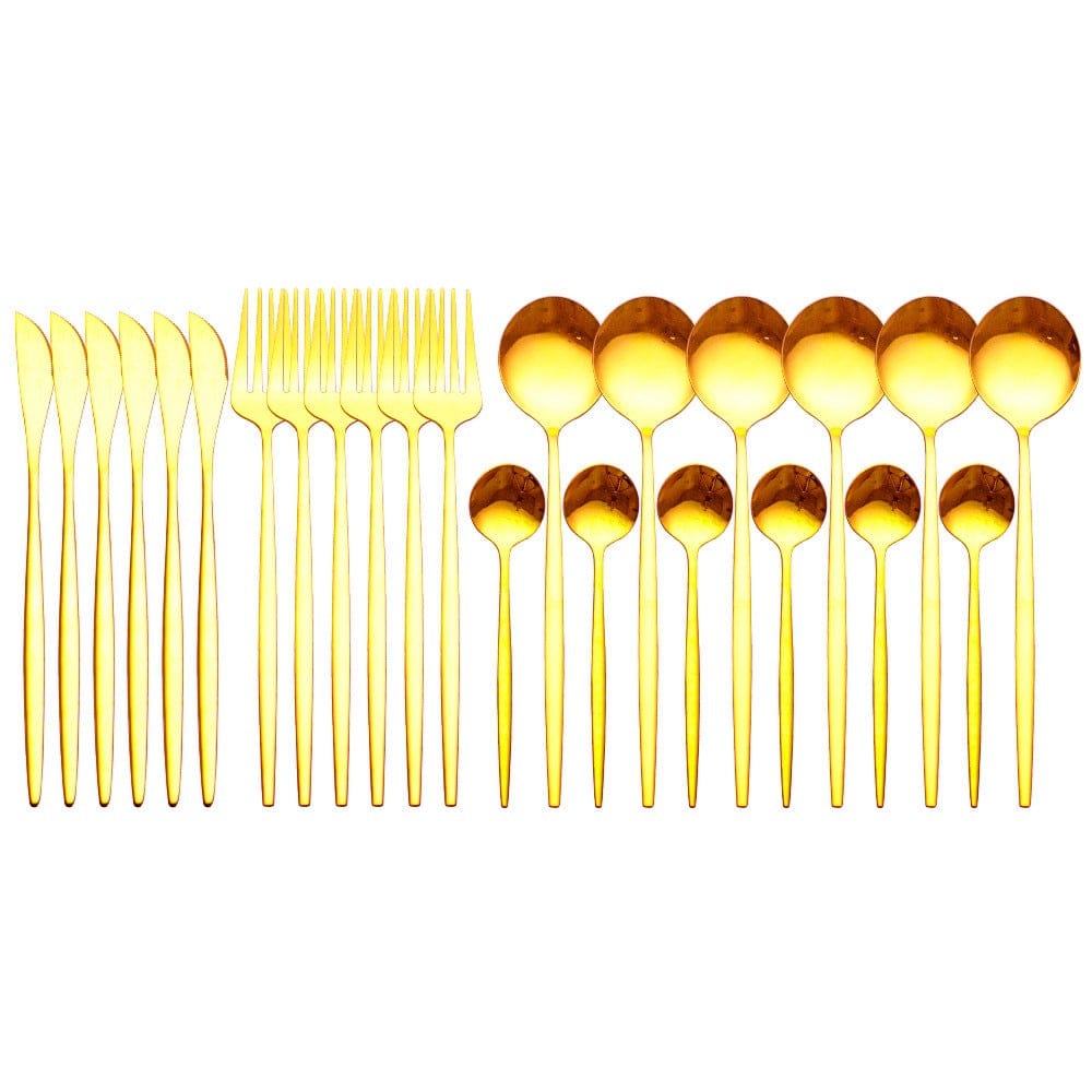 Culinariq Flatware Golden Stainless Steel Flatware Set – Knife, Fork & Spoon