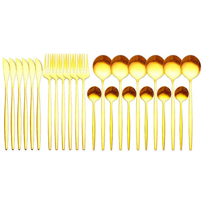 Culinariq Flatware Golden Stainless Steel Flatware Set – Knife, Fork & Spoon