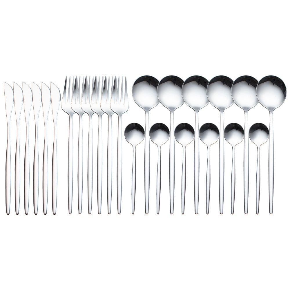 Culinariq Flatware Silver Stainless Steel Flatware Set – Knife, Fork & Spoon