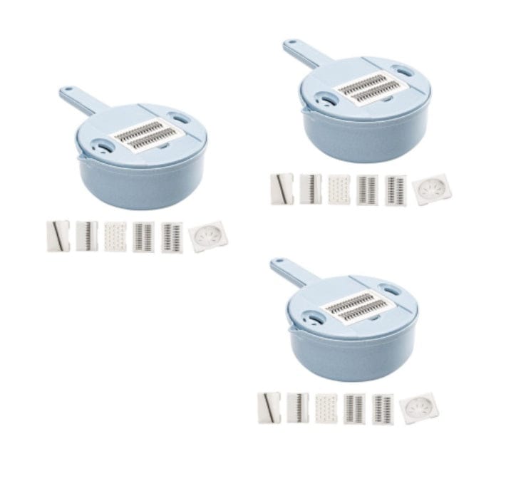 Culinariq Food chopper 3PC Blue Manual Veggie Chopper – Easy-Grip Vegetable Slicer & Dicer