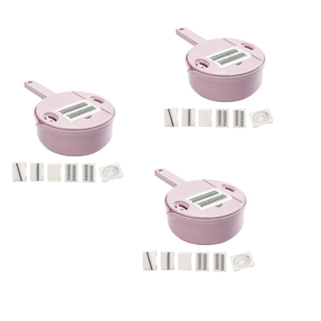 Culinariq Food chopper 3PC Pink Manual Veggie Chopper – Easy-Grip Vegetable Slicer & Dicer
