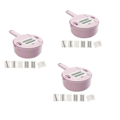 Culinariq Food chopper 3PC Pink Manual Veggie Chopper – Easy-Grip Vegetable Slicer & Dicer