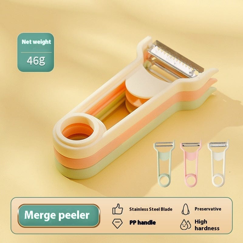 Culinariq Food peeler Three in one peeler 3 In 1 Cheese Grater - Portable Handheld Stainless Steel Vegetable Grater