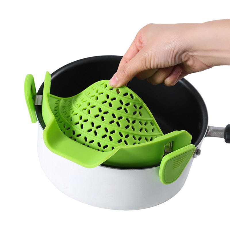Culinariq Food strainer Silicone Pot Side Strainer – Clip-On Drain Spout for Pots & Pans