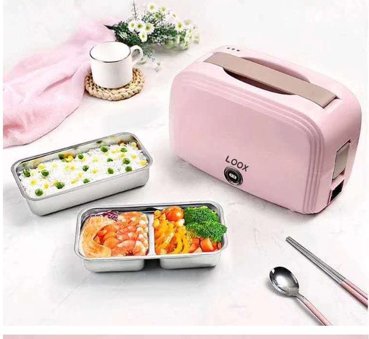 Culinariq Food warmer Pink Double-Layer Electric Heating Lunch Box – Portable Electric Food Warmer for Work, School & Travel
