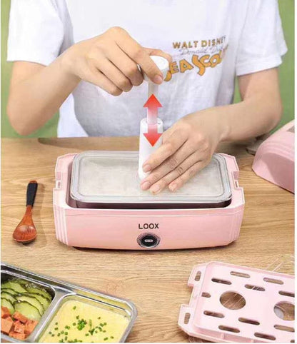 Culinariq Food warmer Pink Double-Layer Electric Heating Lunch Box – Portable Electric Food Warmer for Work, School & Travel