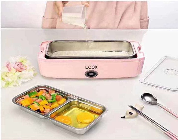 Culinariq Food warmer Pink Double-Layer Electric Heating Lunch Box – Portable Electric Food Warmer for Work, School & Travel