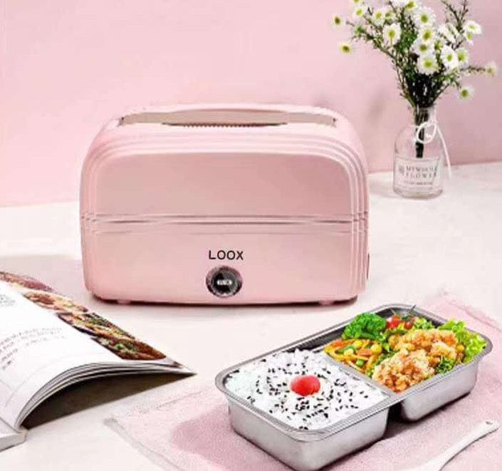 Culinariq Food warmer Pink Double-Layer Electric Heating Lunch Box – Portable Electric Food Warmer for Work, School & Travel