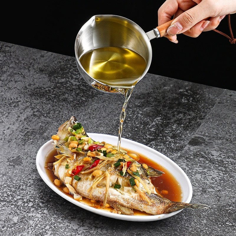 Culinariq Frying pan 120m Stainless-Steel Oil Pot – 304 Steel Grease Storage Can with Strainer