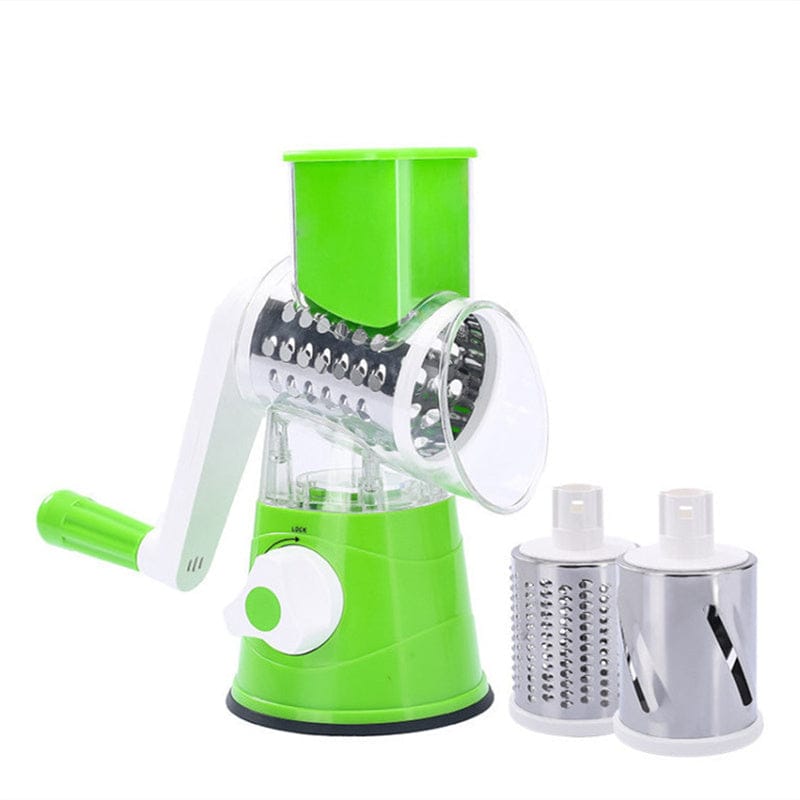 Culinariq Graters Green Manual Rotary Vegetable Slicer & Chopper – Multi-Blade Drum Grater for Fast Kitchen Prep