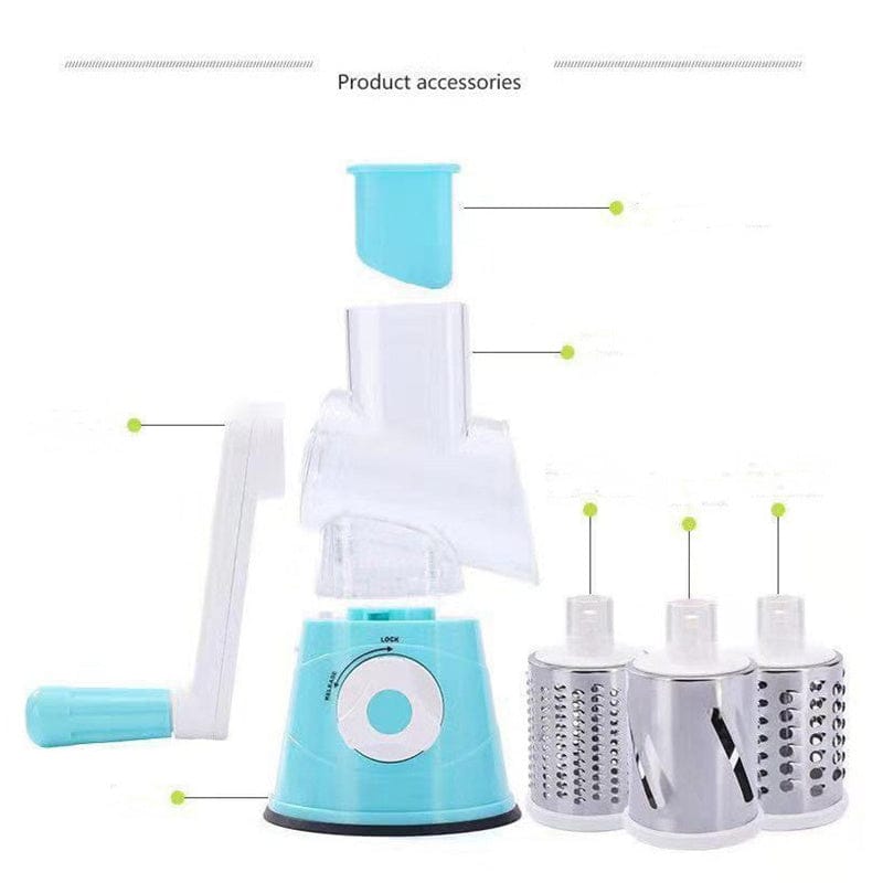 Culinariq Graters Manual Rotary Vegetable Slicer & Chopper – Multi-Blade Drum Grater for Fast Kitchen Prep