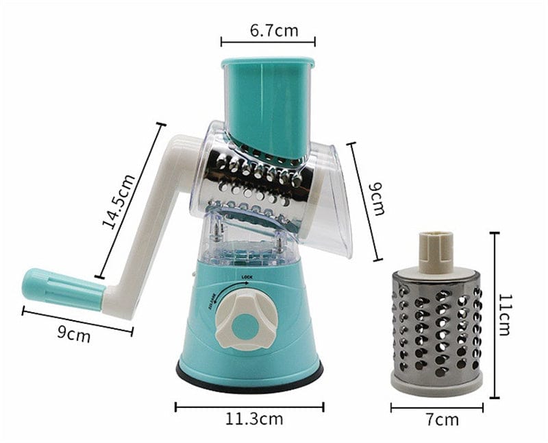 Culinariq Graters Manual Rotary Vegetable Slicer & Chopper – Multi-Blade Drum Grater for Fast Kitchen Prep