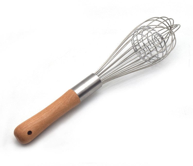 Culinariq hand whisk Silver Wooden Handle Whisk Manual Stainless Steel Baking Hand Mixer