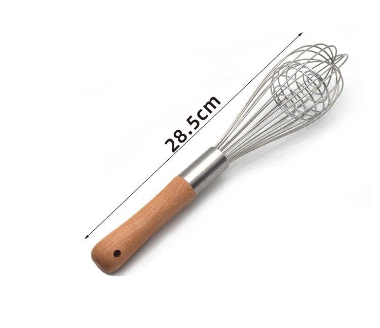 Culinariq hand whisk Silver Wooden Handle Whisk Manual Stainless Steel Baking Hand Mixer