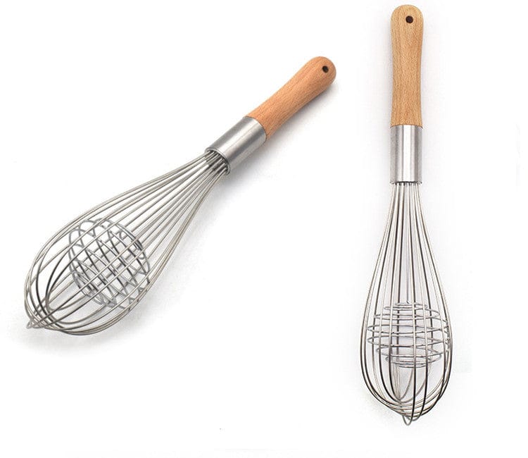 Culinariq hand whisk Silver Wooden Handle Whisk Manual Stainless Steel Baking Hand Mixer