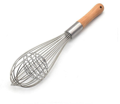 Culinariq hand whisk Silver Wooden Handle Whisk Manual Stainless Steel Baking Hand Mixer