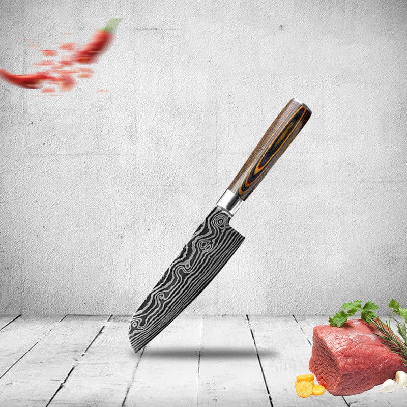 Culinariq Kitchen knives C Laser-Pattern Chef Knife – Stainless-Steel Fruit & Slicing Knife
