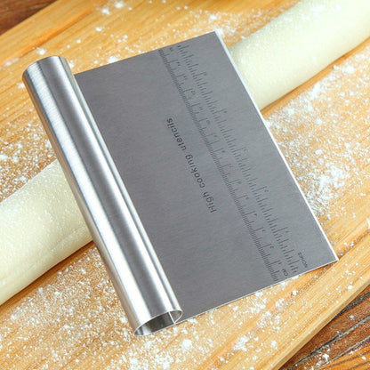Culinariq Kitchen tools scraper Silver Stainless-Steel Dough Scraper – Pastry Cutter with Measurement Scale