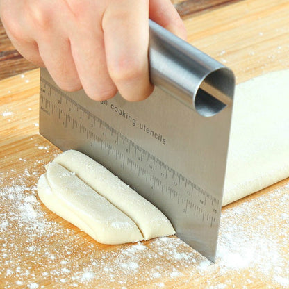 Culinariq Kitchen tools scraper Silver Stainless-Steel Dough Scraper – Pastry Cutter with Measurement Scale