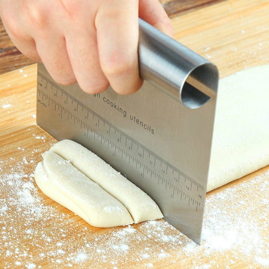 Culinariq Kitchen tools scraper Silver Stainless-Steel Dough Scraper – Pastry Cutter with Measurement Scale
