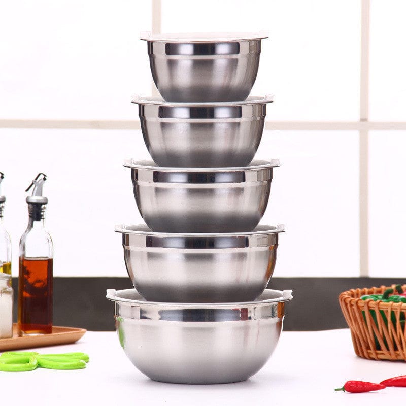 Culinariq mixing bowls Deep Stainless Steel Mixing Bowl Set (5-Piece, With Optional Lids)