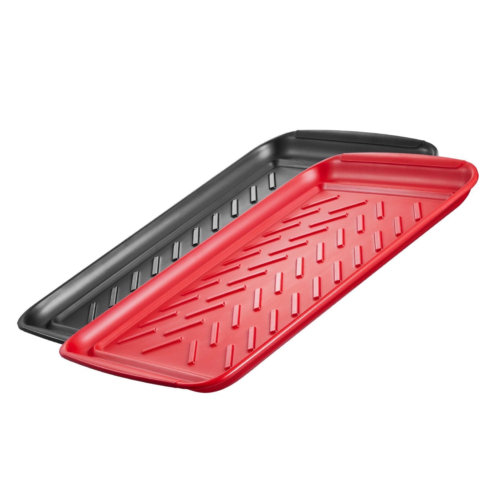 Culinariq Serving trays Black and Red Plastic Serving Trays – Large 17” Anti-Slip Food Trays